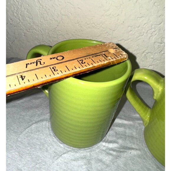 Set Of 3 Royal Norfolk Coffee Mugs Green & Blue Ceramic Ribbed Design 3.5" Tall - Picture 3 of 6
